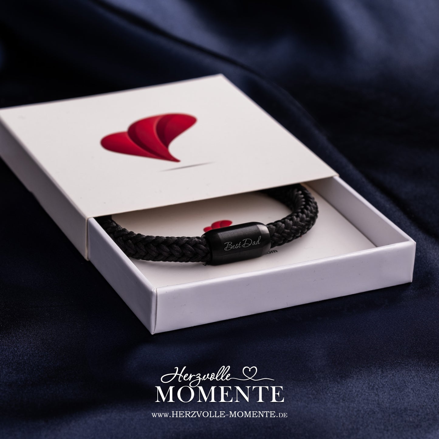 Armband mit Gravur | Segelseil Schwarz