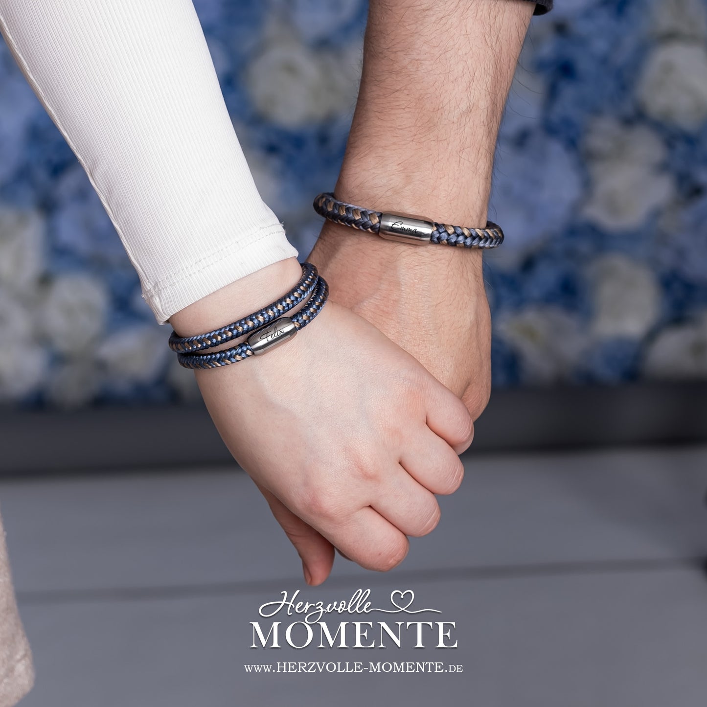 Armband mit Gravur Blau-Gold Damen