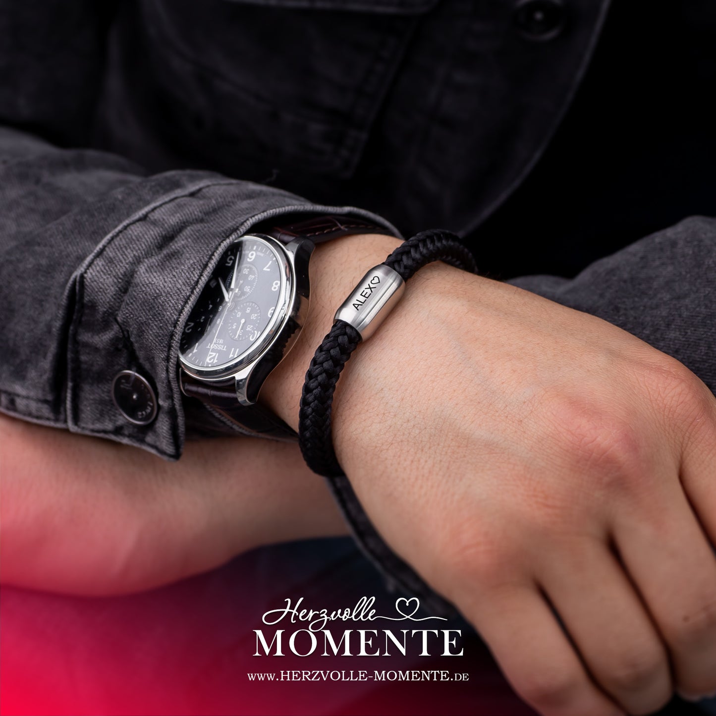 Armband mit Gravur | Segelseil Silber