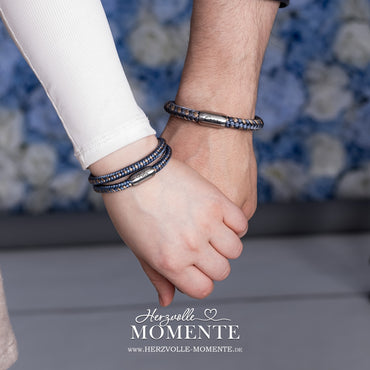 Armband mit Gravur Blau-Gold Damen