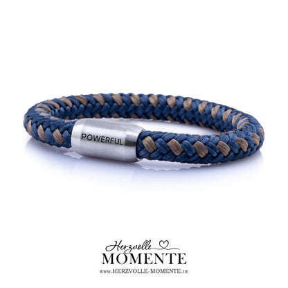 Armband mit Gravur Blau-Gold Herren