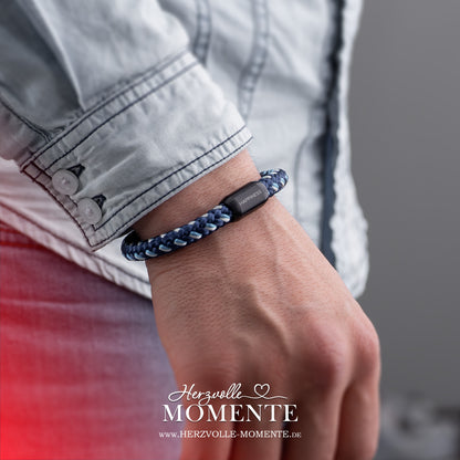 Armband mit Gravur Segelseil Blau-Muster