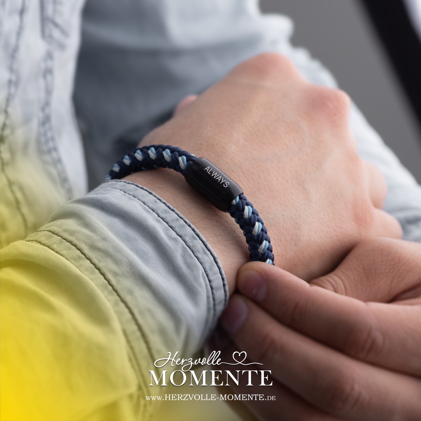 Armband mit Gravur Segelseil Blau-Muster